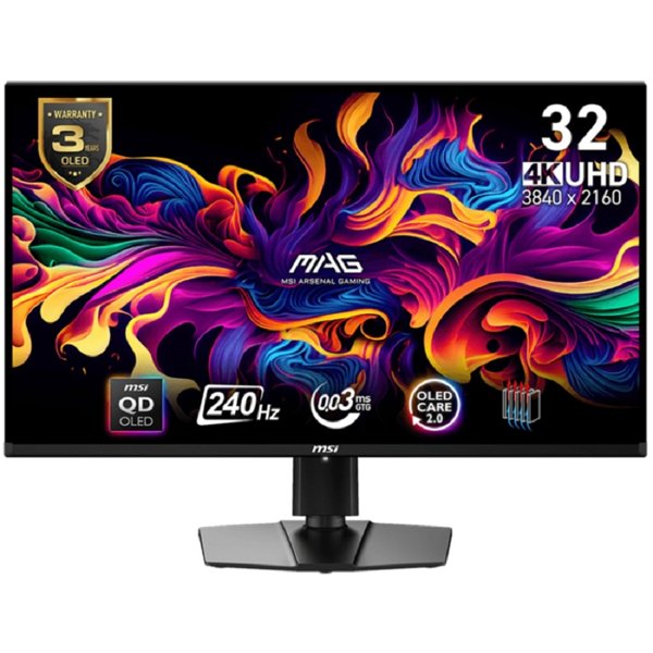 MSI 31.5" MAG 321UPX QD-OLED {QD-OLED Flat 3840x2160 240Hz 0.03ms 2xHDMI DisplayPort USB-C Tilt Swivel Height Pivot VESA}