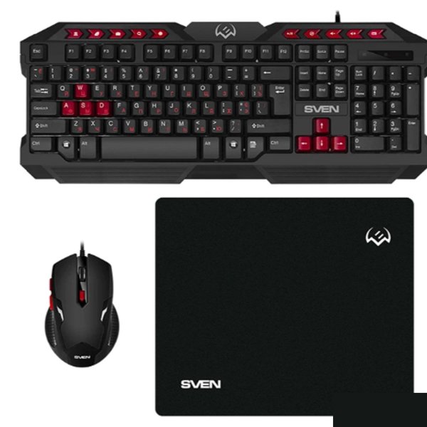 Игровой набор клавиатура+мышь+коврик GS-9200 (114 кл,, 8 смен. кл., 800-2400DPI, 5+1кл.)