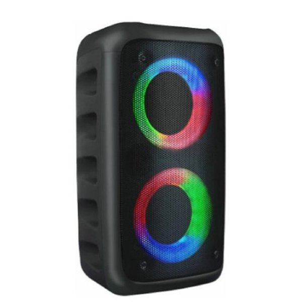 Ginzzu GM-916B (10Вт, TWS, 150Гц-18КГц, динамики 2х3,0", 2400мАч, AUX, USB-flash, микро SD,  КАРАОКЕ, FM-радио, RGB