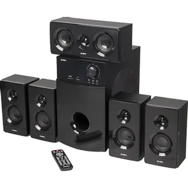 SVEN HT-210 черный { 75 (5 ? 15) Вт, дерево (MDF),198 ? 345 ? 300 , 12,4 кг, ~220 В, 50 Гц }