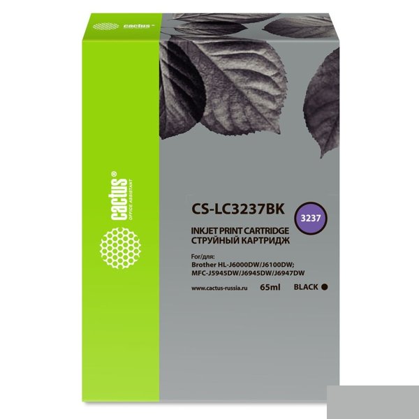 Картридж струйный Cactus CS-LC3237BK черный (65мл) для Brother HL-J6000DW/J6100DW