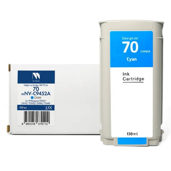 Струйный картридж NVP 70 (NV-C9452A) Cyan для HP DesignJet Z2100/Z3100/Z3200/Z5200/Z5400 (130 мл) совместимый