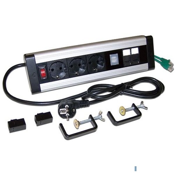 Блок розеток LANMASTER 3 эл. модуля, 2 USB модуля, 2 порта кат.6 (LAN-WA-DC/3G+2UC+2C6)