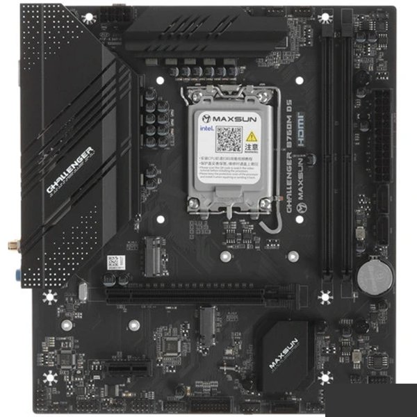 MAXSUN MS-B760M I-CAFE D4  (Socket 1700, mATX, 2*DDR4(64Gb), DP/HDMI, 2*SATA3, 3*M.2, 1*PCIEx16/1*PCIEx4, 6*USB 2.0, 2*USB 3.2 Gen1, LAN 1*2,5G, ARGB, black-red, RTL)