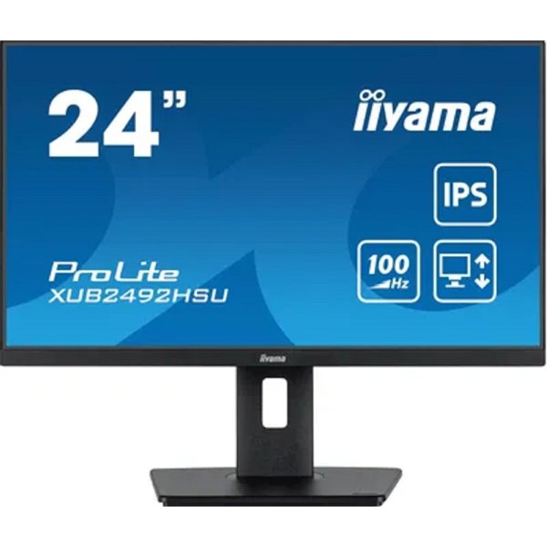 LCD IIYAMA 23.8" XUB2492HSU-B6 {IPS 1920x1080 100Hz 1ms 250cd 8bit(6bit+FRC) HDMI2.0 DisplayPort1.2 4xUSB3.2 HAS Pivot 2x2W}