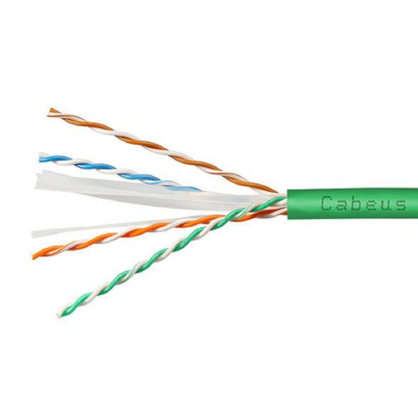 Cabeus UTP-4P-Cat.6-SOLID-LSLTx-GN-25 Кабель витая пара UTP (U/UTP), категория 6, 4 пары (23 AWG), одножильный, нг(А)-LSLTx, зеленый (25 м)