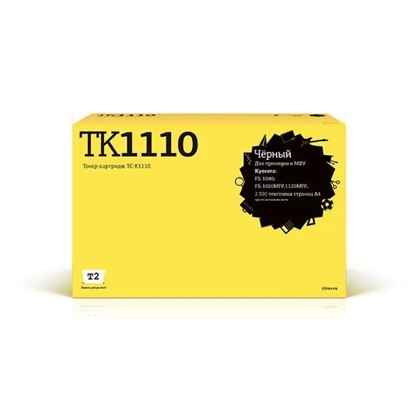 T2 TK-1110 Тонер-картридж (TC-K1110) для Kyocera FS-1040/1020MFP/1120MFP (2500 стр.) с чипом