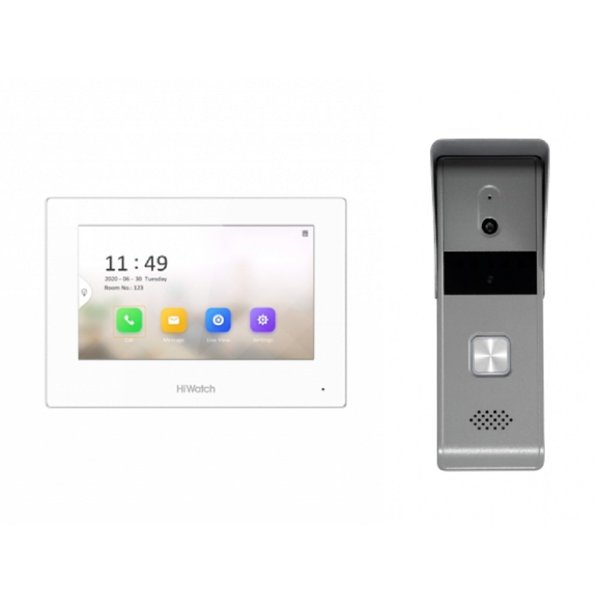 Hikvision DS-D100HKWF Комплект гибридной видеодомофонии, Включаются устройства:, DS-D100P, VDP-H3212W, 1 блок питания 12В, Работа с Hik-Connect