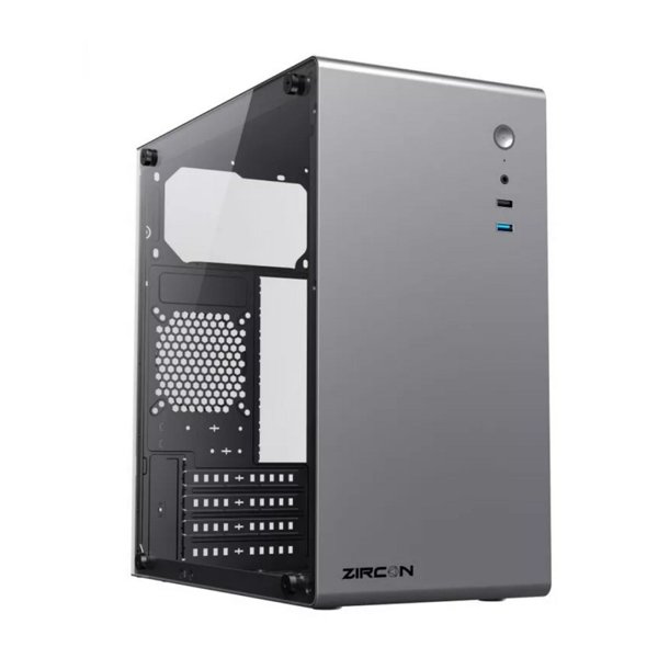 Zircon Корпус Mozart GY без БП (Midi Tower,ATX, Серый., Зак. стекло, 1*USB3.0, 1*USB2.0, 1*92мм)