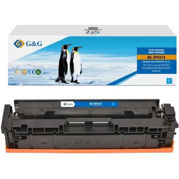 Картридж G&G,GG-CF531A аналог HP CF531A/205A синий 0.9k с чипом