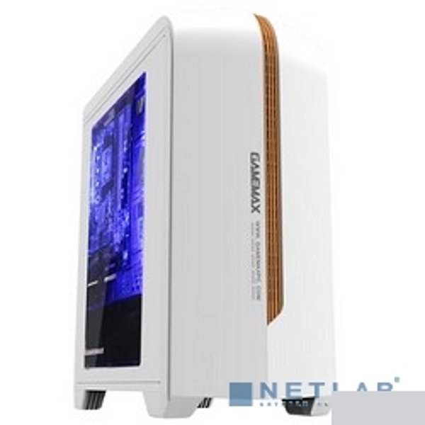 GameMax [H601W(B)] Корпус GameMax  (голубая подсветка,без БП)