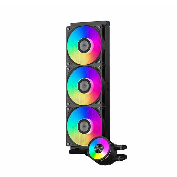 Система охлаждения/ PCCooler DA360 Pro ARGB BK (300W, 360mm, Black, ARGB/ Fans: 3x120mm, 75.8CFM, 33.7dBA, 2200RPM/ Pump height 57mm, 28dBA, 3000RPM, Rad thickness 27mm/ S: 1851, 1700, 1200, 20XX, 115