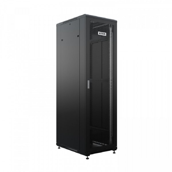 NTSS Шкаф напольный универсальный серверный NTSS R 22U 600х800мм, 4 профиля 19, двери перфорированная и перфорированная, боковые стенки съемные, регулируемые опоры, разобранный, черный RAL 9005 NTSS-R