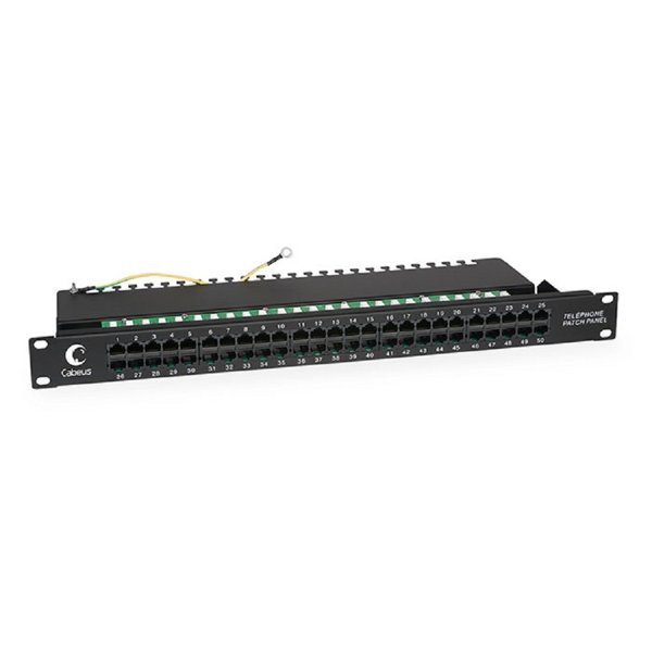 Cabeus PL-50-TEL-Dual IDC Патч-панель 19" (1U), 50 портов RJ-45, Dual IDC (телефонная раскладка)