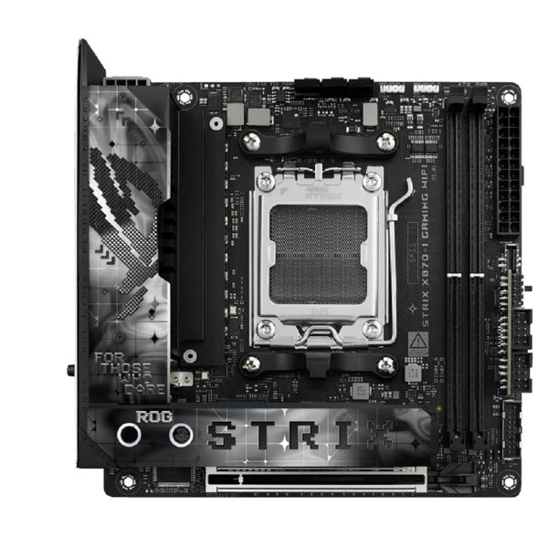 ASUS ROG STRIX X870-I GAMING WIFI (Socket AM5, ATX, 4xDDR5(192GB), HDMI, 1xPCIe5.0x16/2xPCIe 4.0x16/1xLAN (2.5GbE), WiFi7, 2xSATA 6Gb/s, 4xM.2, 2xUSB4, 2xType-C,4xUSB 3.2, 3xUSB 2.0)