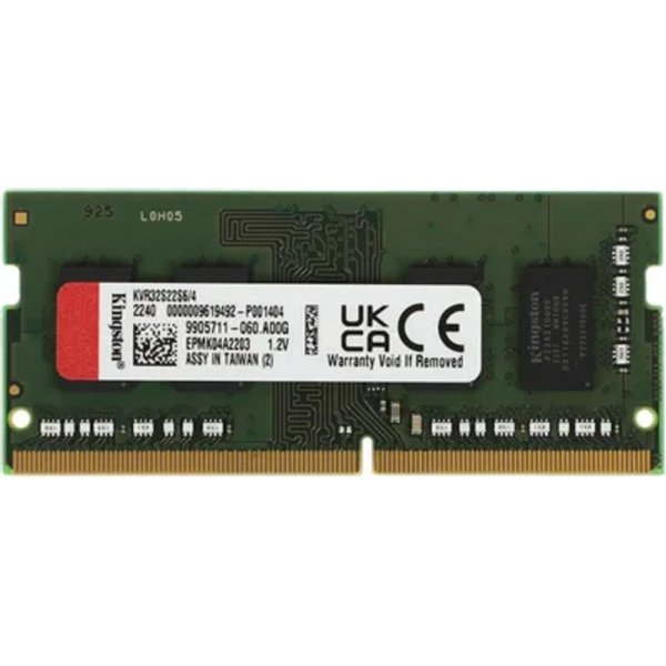 Kingston DDR4 SODIMM 4GB KVR32S22S6/4 PC4-25600, 3200MHz, CL22