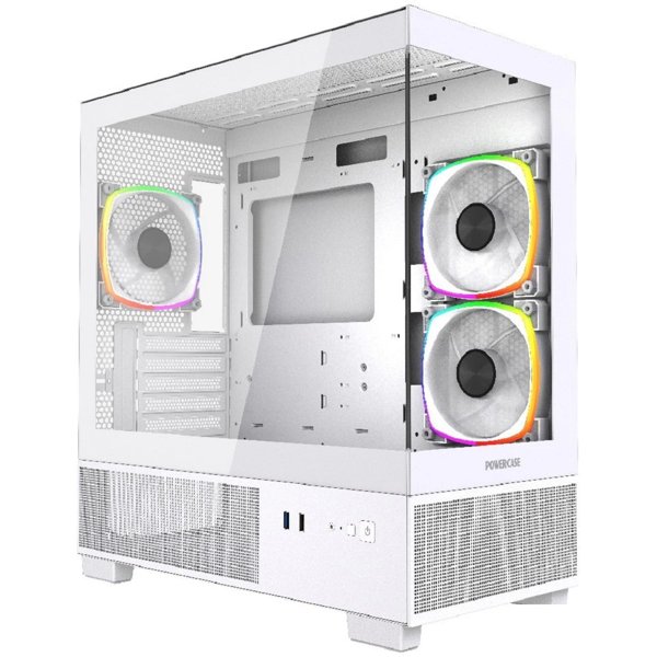 Powercase Vision Micro M3W, Tempered Glass, 3x 120mm ARGB PWM Fan, белый, mATX (CVMMW-A3)