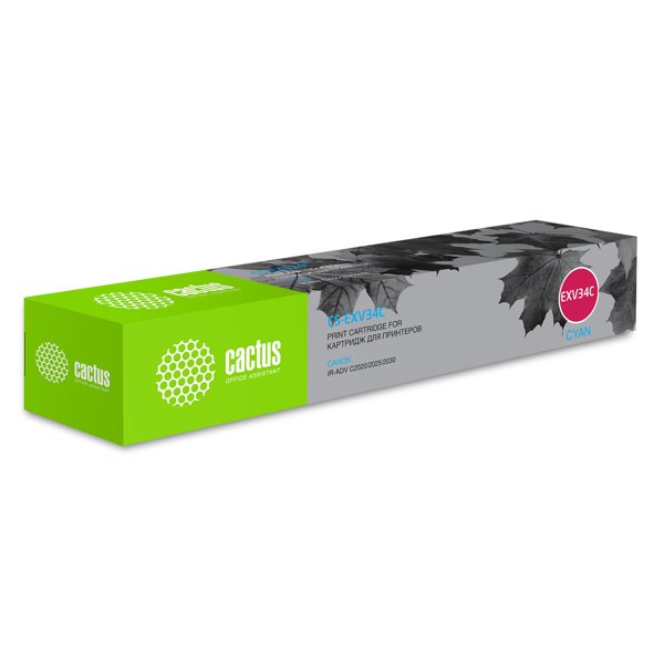 Картридж лазерный Cactus CS-EXV34C голубой (19000стр.) для Canon IR Advance C2030L/C2030i/C2020L/C2020i/C2025i