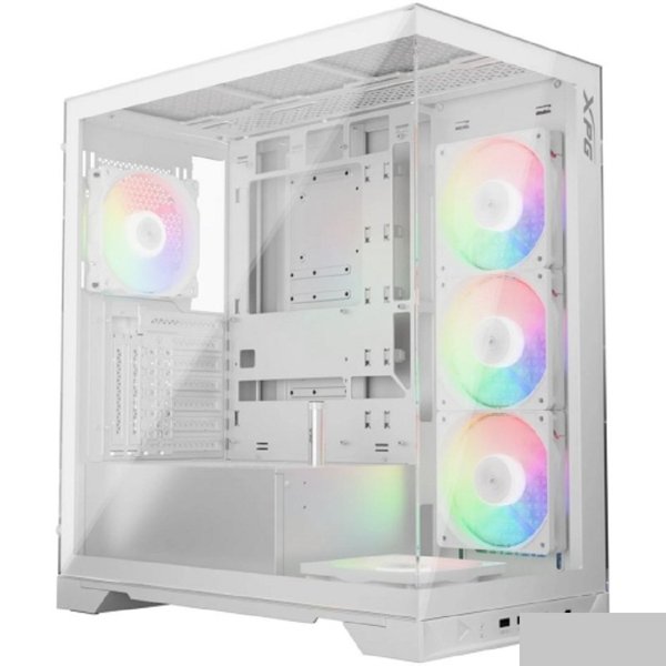 XPG INVADER X WHITE (INVADERXMT-WHCWW) Mid-Tower Gaming ATX PC Case with Panoramic View, Tempered Glass Panels, and RGB Lighting Black