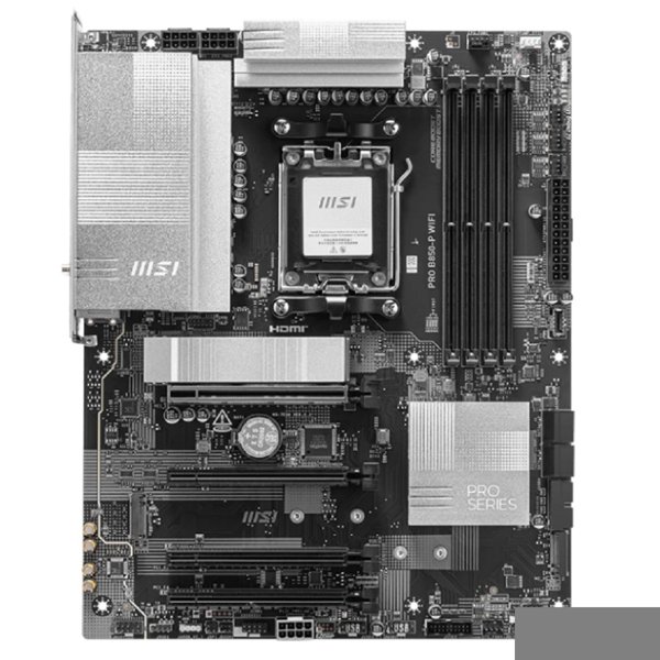 Материнская плата MSI PRO B850-P WIFI B850, AM5, 4*DDR5, 4*PCIEx16, 3*M.2, 3*TypeC, 1*USB3.2Gen2, 5*USB3.2Gen1, 8*USB2.0, 4*SATA3.0, 5G, HDMI, ATX, RTL