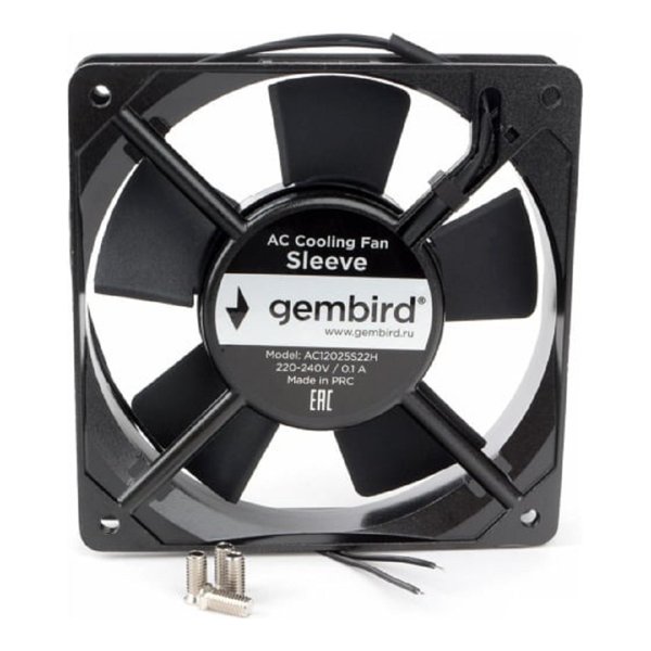 Gembird Вентилятор 120x120x25 AC 220 втулка 2 pin провод 30 см [AC12025S22H]