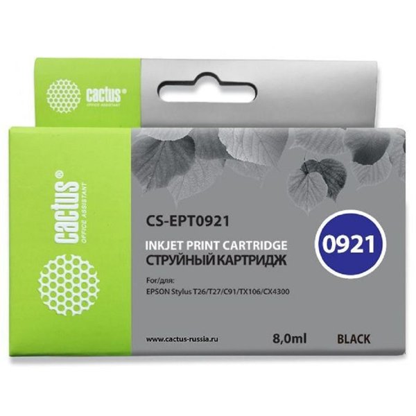 Cactus EPT0921 Картридж  для  Stylus C91/CX4300/TX106/TX117, черный (8мл)