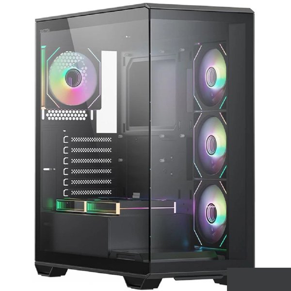 Корпус XASTRA Q600 6ARGB-C10-UC Black ATX/Aquarium/Screewless/6x120mm ARGB PWM FM fans/Argb+PWM HUB 10port/ Type-C / Q600-6FM12A-C10-UC