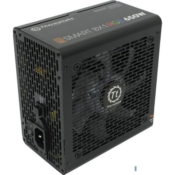 Блок питания Thermaltake ATX 650W Smart BX1 RGB 80+ bronze (24+4+4pin) APFC 120mm fan color LED 6xSATA RTL [PS-SPR-0650NHSABE-1]
