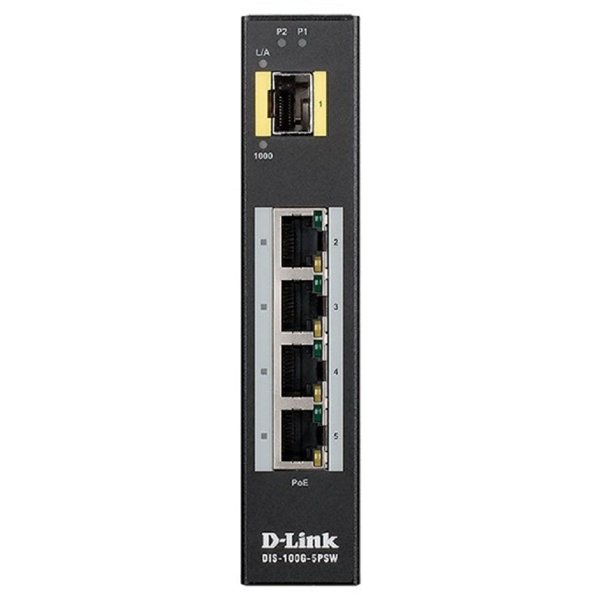 D-Link DIS-100G-5PSW/A1A Промышленный неуправляемый коммутатор с 4 портами 10/100/1000Base-T, 1 портом 1000Base-X SFP, функцией энергосбережения и поддержкой QoS (4 порта с поддержкой PoE)