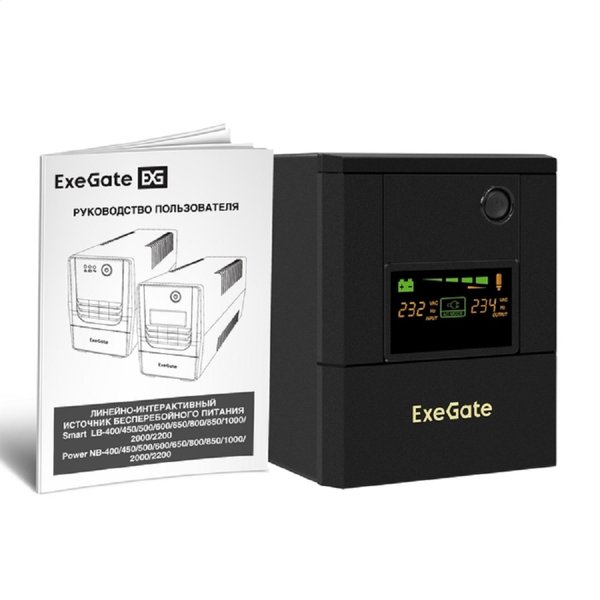 Exegate EX299825RUS ИБП ExeGate Smart LB-2200.LCD.AVR.8C13 (2200VA/1300W, цветной LCD, AVR, 8*C13, батарея 12V 9Ah - 2 шт., металлический корпус, Black)
