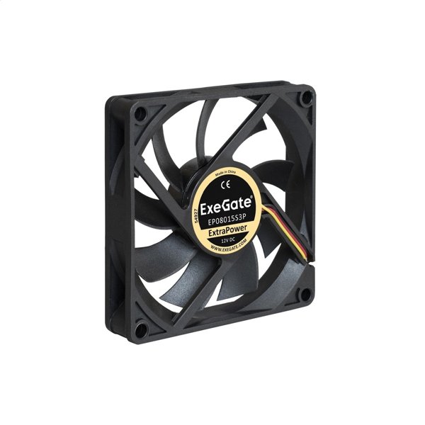 Exegate EX283374RUS Вентилятор ExeGate ExtraPower EP08015S3P, 80x80x15 мм, подшипник скольжения, 3pin, 2500RPM, 26dBA