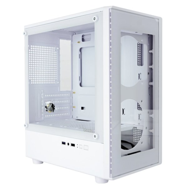 Корпус Ginzzu CL412 mATX передняя панель Стекло белый