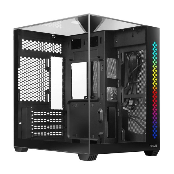 Ginzzu V340 RGB подсветка, закаленное стекло 1*USB 3.0,1*USB 2.0, AU Белый mATX