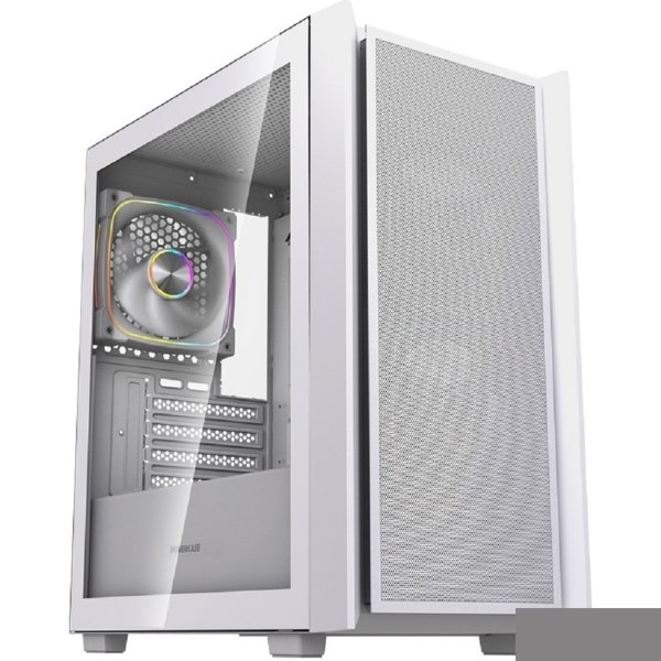 Powercase Корпус Mistral SM03 ARGB, Tempered Glass, 3x120mm ARGB PWM fans, белый, mATX  (CMMSM03W-A3)