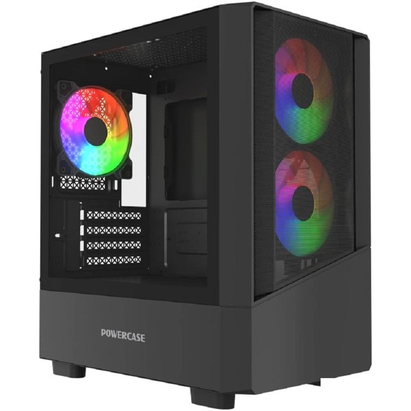 Powercase Корпус Mistral Micro A15B, Tempered Glass, 3x120mm FRGB fan, чёрный, mATX (CMMA15B-L3)
