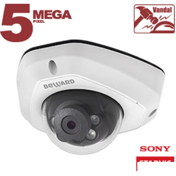 BEWARD NK55630D6 Тип 4-1 ВН, 5 Мп, 1/2.9'' КМОП Sony Starvis, 0.006 лк (день)/0.003лк (ночь), 2xWDR до 120 дБ, 3 потока H.265/Н.264 HP/MP/BP, MJPEG, 30к/с, 2560x1920, объектив 2.8 / 3.6 мм