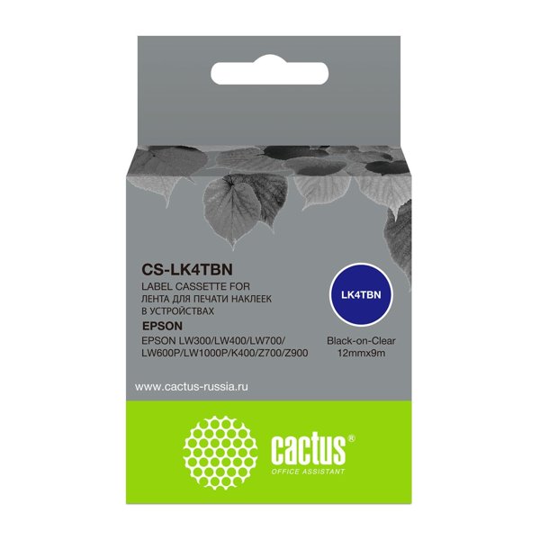 Картридж ленточный Cactus CS-LK4TBN черный для Epson LW300/LW400/LW700/LW600P/LW1000P
