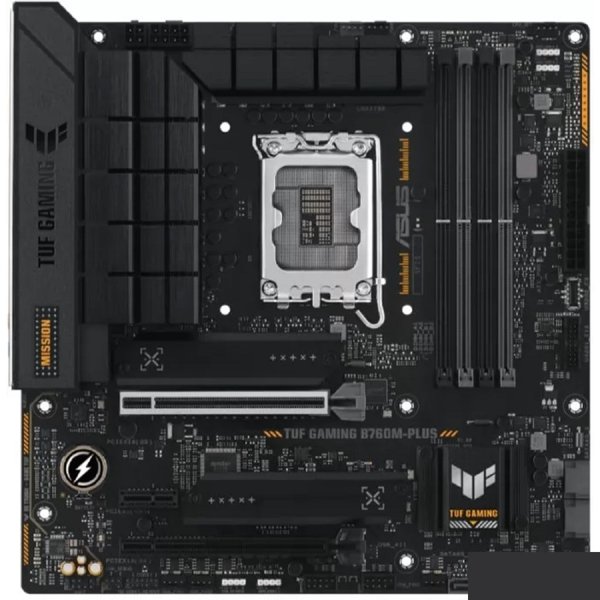 ASUS TUF GAMING B760M-PLUS (Socket 1700, mATX, 4xDDR5(192GB), DP/HDMI, 1xPCIe 5.0x16/1xPCIe 4.0x16/1xPCIe 4.0, 1xLAN (2.5GbE), 4xSATA 6Gb/s, 2xM.2, 1xType-C, 5xUSB 3.2, 2xUSB 2.0)