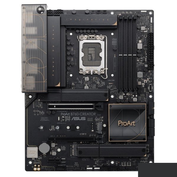 ASUS PROART B760-CREATOR (Socke1700, ATX, 4xDDR5(192GB), DP/HDMI, 1xPCIe 5.0x16/1xPCIe 4.0x16/1xPCIe 3.0, 1xLAN+1xLAN (2.5GbE), 4xSATA 6Gb/s, 3xM.2, 1xM.2 E key, 1xType-C, 4xUSB 3.2, 4xUSB 2.0)