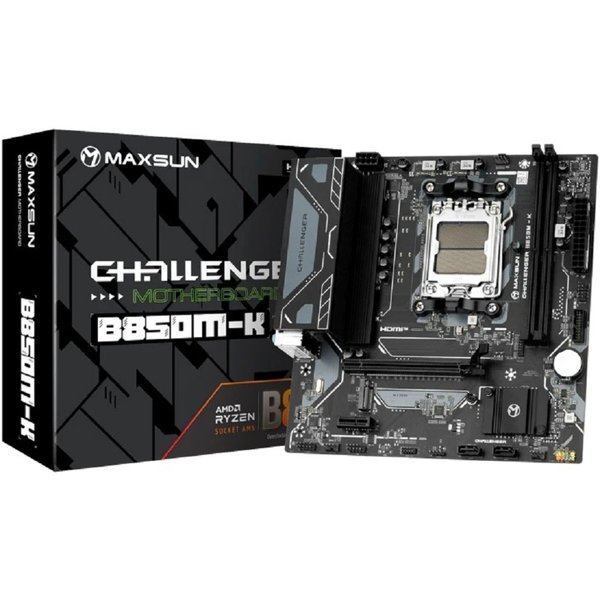 MAXSUN MS-Challenger B850M-K (Socket AM5, mATX, 2*DDR5(96Gb), HDMI, 2*SATA3, 1*M.2, 1*PCIEx16/1*PCIEx1, 2*USB2.0, 4*USB 3.0, LAN 1*1G, RTL)