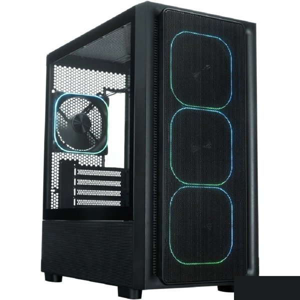 XASTRA Корпус  A411M 4ARGB-FG Black mATX/Mesh /ScrewlessTG+mesh panel/ 4x120mm ARGB PWM FG fans/ A411M-4FG12A