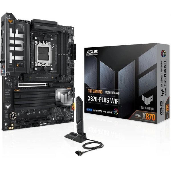 ASUS TUF GAMING X870-PLUS WIFI (Socket AM5, ATX,  4xDDR5(192GB), HDMI, 1xPCIe 5.0x16/1xPCIe 4.0x16, 1xLAN (2.5GbE), Wi-Fi 7, BT 5.4, 2xSATA 6Gb/s, 4xM.2, 2xType-C, 7xUSB 3.2, 1xUSB 2.0)