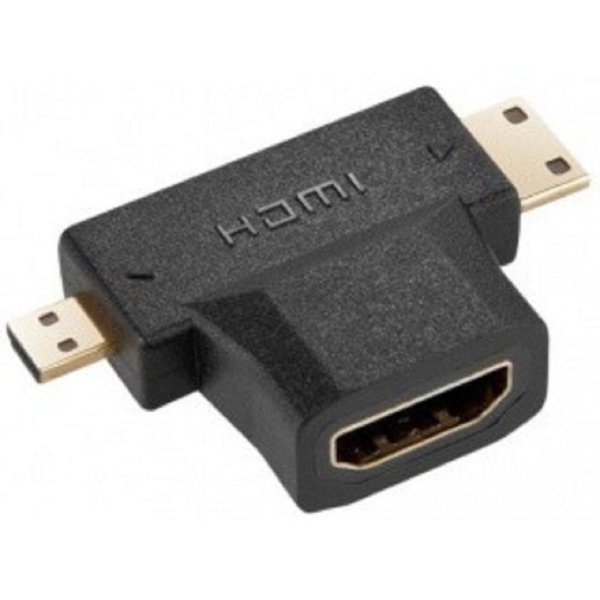 ORIENT Переходник C137, HDMI F - mini+micro HDMI M, T-образный, позолоч.разъемы (30137)