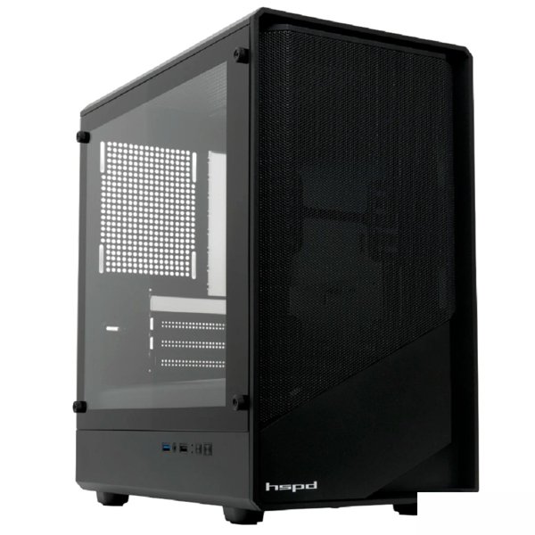 Case HSPD M331, Mesh Mini-tower, Black, TG, 0.4 SPCC, no fans mATX, mITX 175/329/170mm 1x2.5", 2x3.5", 4xPCI 1xUSB-A 3.0, 1xUSB-A 1.0 370x220x408mm