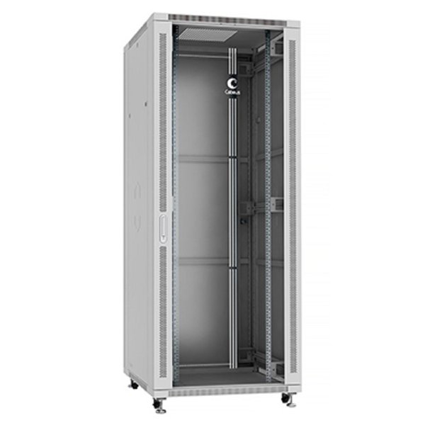 Cabeus SH-05C-42U80/100 Шкаф напольный 19", 42U 800x1000x2055mm (ШхГхВ) передняя стеклянная и задняя сплошная металлическая двери, ручка с замком, цвет серый (RAL 7035)