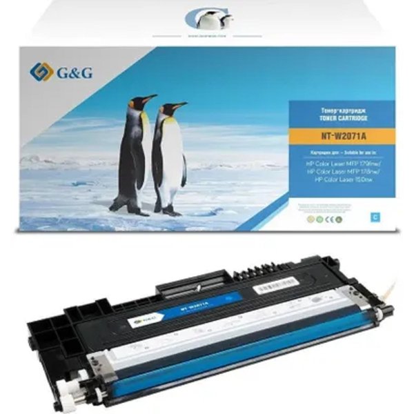 Тонер-картридж G&G,GG-W2071A аналог HP W2071A/117A синий 0.7k с чипом
