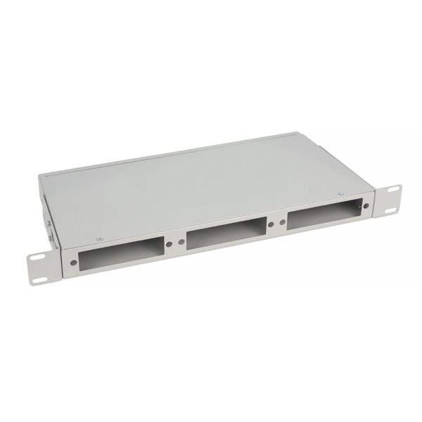 Cabeus FO-CS-19-3FP-GY Кросс бокс оптический 19" 1U на 3 адаптерные панели, цвет серый