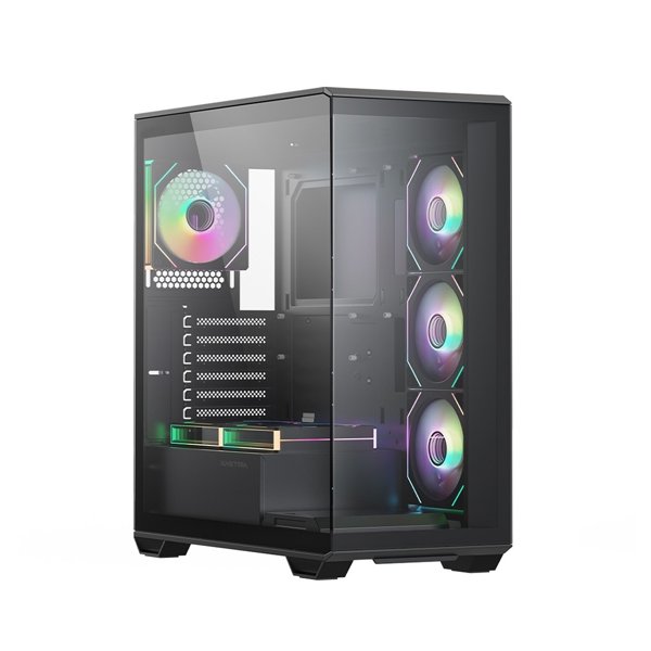 XASTRA Корпус Q600 6ARGB-C10 Black ATX/Aquarium/Screewless/6x120mm ARGB PWM FM fans/Argb+PWM HUB 10port/ Q600-6FM12A-C10
