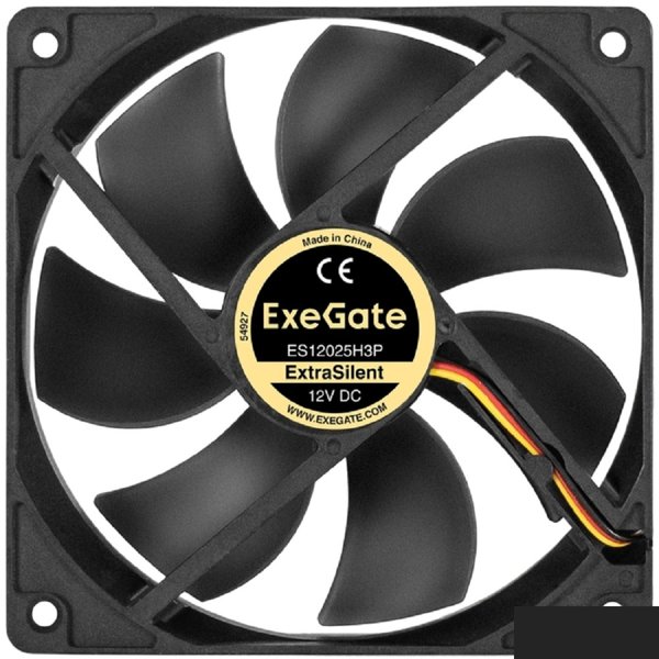 Exegate EX297056RUS Вентилятор 12В DC ExeGate ExtraSilent ES12025H3P (120x120x25 мм, Hydraulic bearing (гидродинамический), 3pin, 1450RPM, 24dBA)