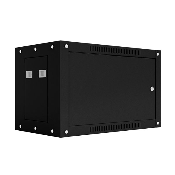 NTSS Шкаф настенный телекоммуникационный NTSS WS 9U 600х600х500мм, 2 профиля 19, дверь сплошная металл, боковые стенки съемные, разобранный, черный RAL 9005 NTSS-WSP9U6060FD-BL